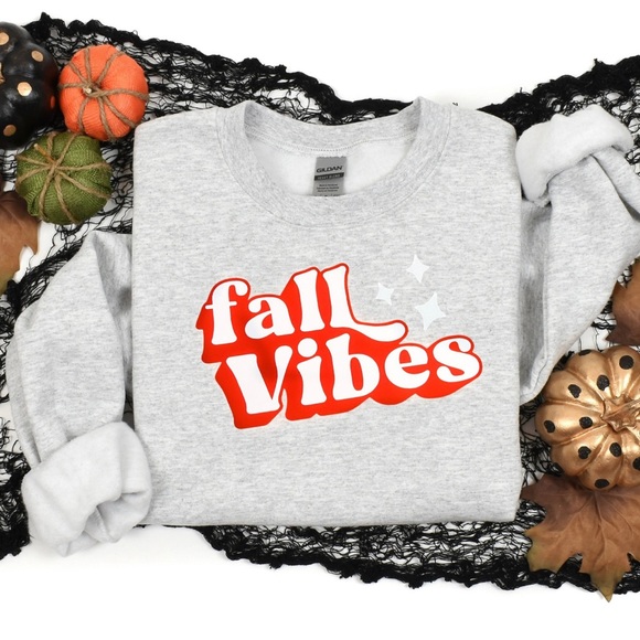 Tops - ((SOLD)) ‼️ Fall Vibes Crewneck, Heather Grey, Large, Custom made